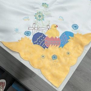 Easter Chicks and Eggs Stitched Table Cloth